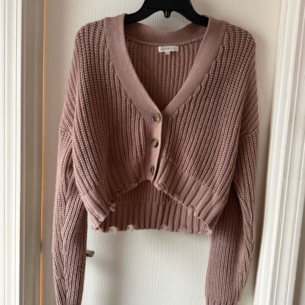 Forever 21 Dusty Pink Cropped Cardigan